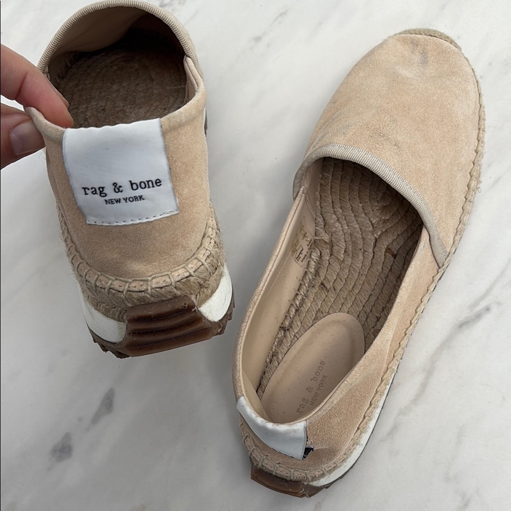 rag & bone Beige Suede Espadrille Slip-Ons